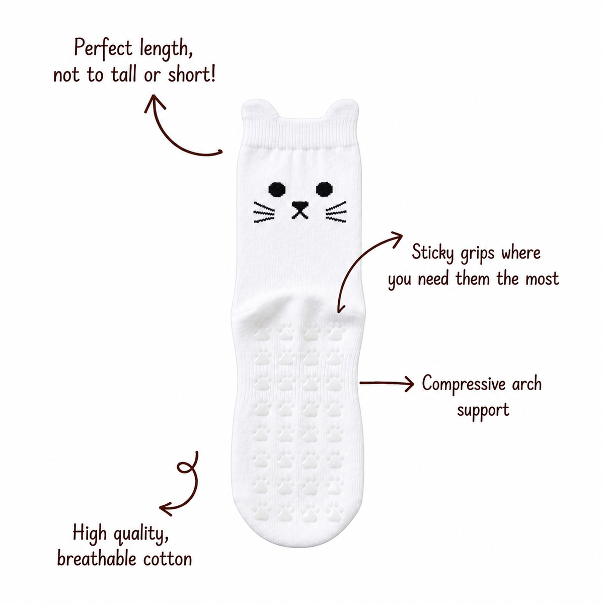 KITTY Flow Pilates Grip Socks WHITE
